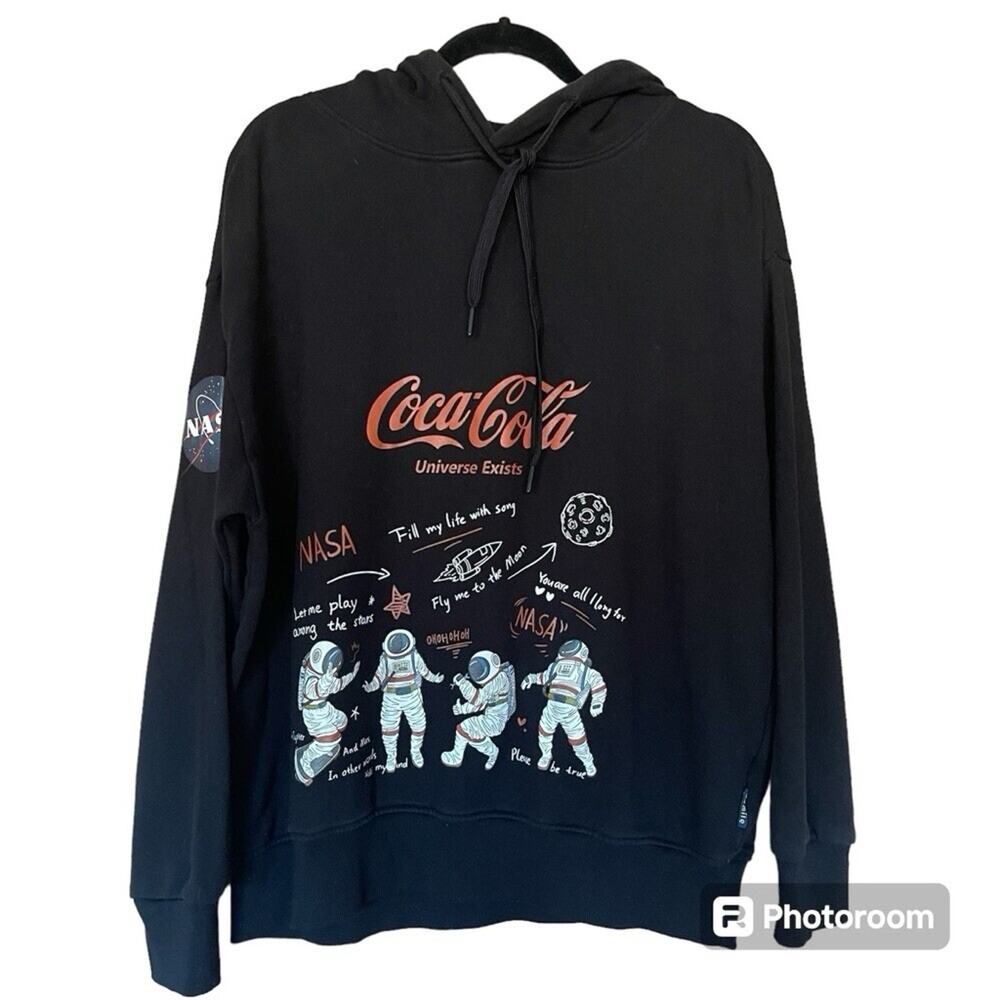 Coca-Cola Universe Exists NASA Space Astronaut Hoodie Sweatshirt XL Black